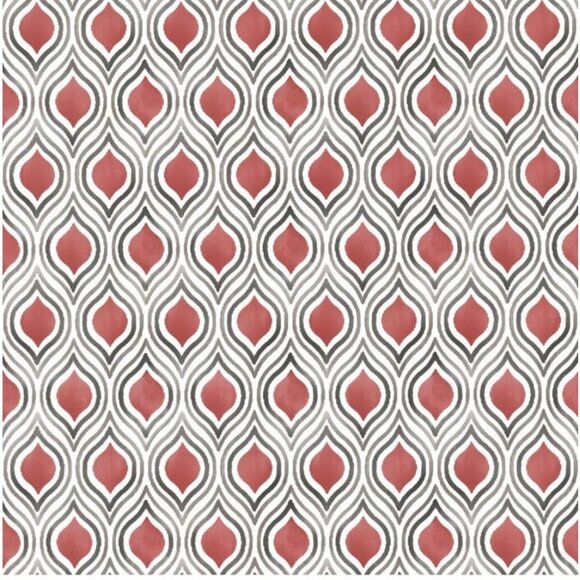 NEW A Street Prints Mirabelle Coral Red & Grey Geometric Wave Wallpaper FD22702 - Picture 2 of 9